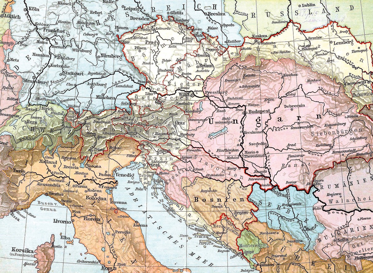 En karta &ouml;ver en del av Europa med &Ouml;sterrike i fokus.