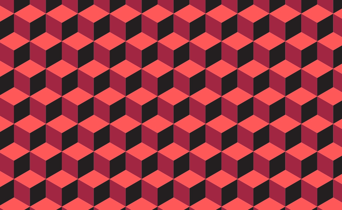 En spelplan av r&ouml;da och svarta kuber som skapar en tredimensionell illusion som liknar ett rutn&auml;t.